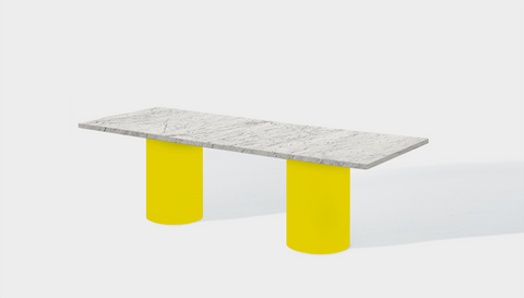 Reddie Design rectangular 240L x 100D x 75H *cm / Stone~White Veined Marble / Metal~Yellow Dora Drum Table - Marble