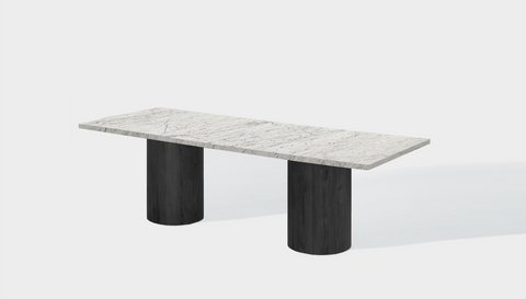 Reddie Design rectangular 240L x 100D x 75H *cm / Stone~White Veined Marble / Wood Veneer~Black Dora Drum Table - Marble