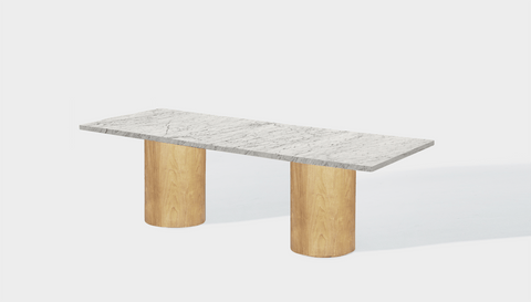 Reddie Design rectangular 240L x 100D x 75H *cm / Stone~White Veined Marble / Wood Veneer~Oak Dora Drum Table - Marble