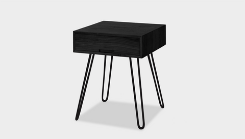 reddie-raw bedside table 45W x 45D x 55H *cm / Wood Teak~Black / Metal~Black Willy Bedside Table High Square