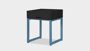 reddie-raw bedside table 45W x 45D x 55H *cm / Wood Teak~Black / Metal~Blue Suzy Bedside Table High Square