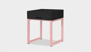 reddie-raw bedside table 45W x 45D x 55H *cm / Wood Teak~Black / Metal~Pink Suzy Bedside Table High Square