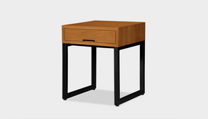 reddie-raw bedside table 45W x 45D x 55H *cm / Wood Teak~Natural / Metal~Black Suzy Bedside Table High Square