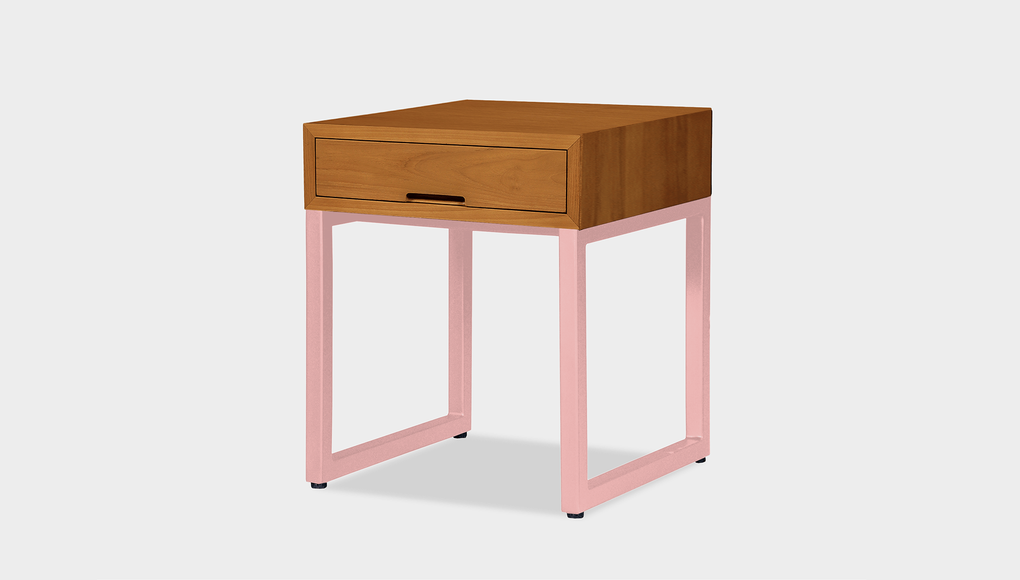 reddie-raw bedside table 45W x 45D x 55H *cm / Wood Teak~Natural / Metal~Pink Suzy Bedside Table High Square