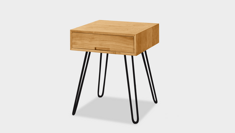 reddie-raw bedside table 45W x 45D x 55H *cm / Wood Teak~Oak / Metal~Black Willy Bedside Table High Square