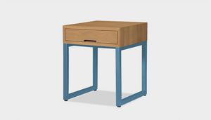reddie-raw bedside table 45W x 45D x 55H *cm / Wood Teak~Oak / Metal~Blue Suzy Bedside Table High Square