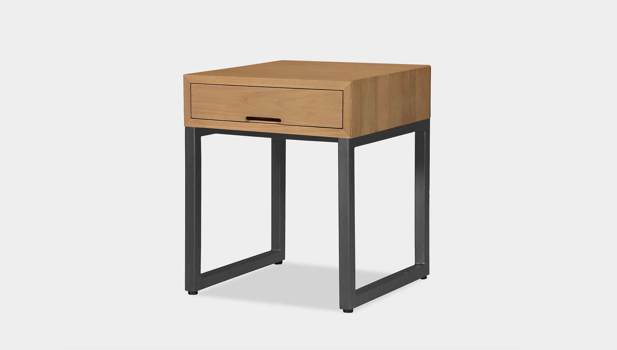 reddie-raw bedside table 45W x 45D x 55H *cm / Wood Teak~Oak / Metal~Grey Suzy Bedside Table High Square