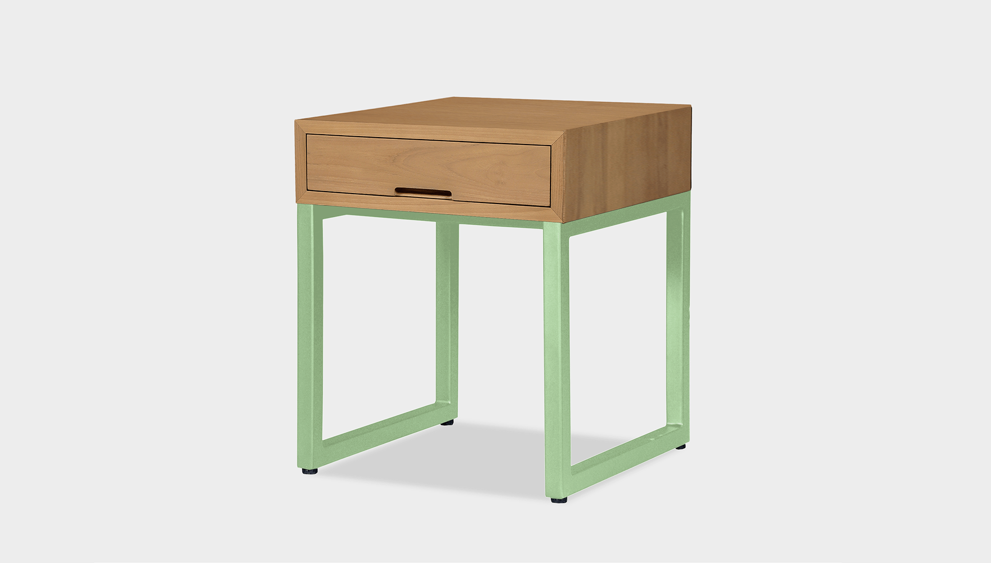 reddie-raw bedside table 45W x 45D x 55H *cm / Wood Teak~Oak / Metal~Mint Suzy Bedside Table High Square