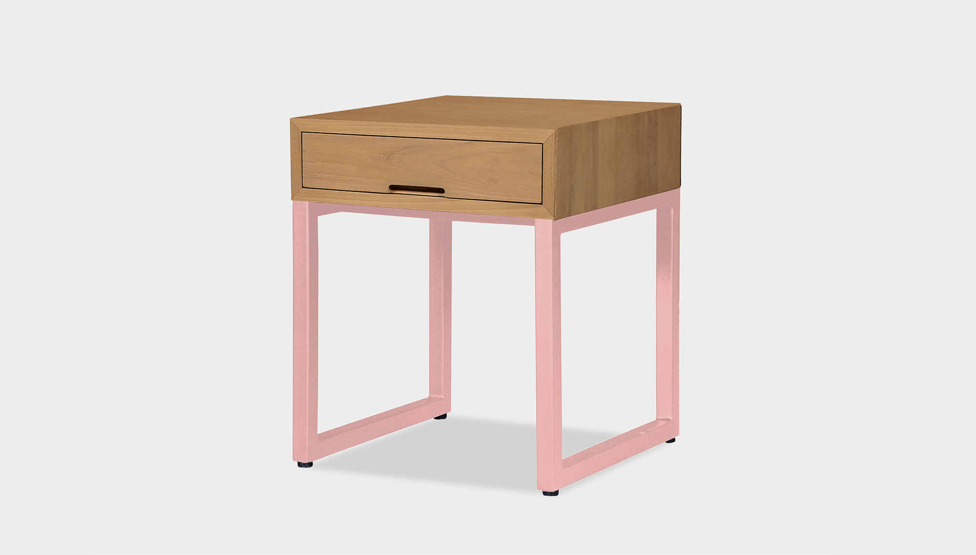 reddie-raw bedside table 45W x 45D x 55H *cm / Wood Teak~Oak / Metal~Pink Suzy Bedside Table High Square
