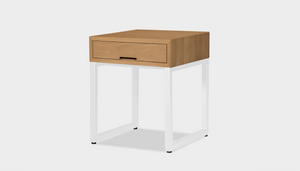reddie-raw bedside table 45W x 45D x 55H *cm / Wood Teak~Oak / Metal~White Suzy Bedside Table High Square