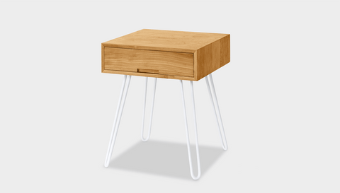 reddie-raw bedside table 45W x 45D x 55H *cm / Wood Teak~Oak / Metal~White Willy Bedside Table High Square