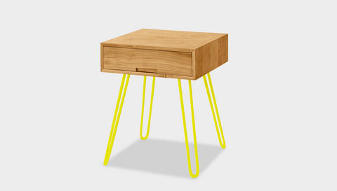 reddie-raw bedside table 45W x 45D x 55H *cm / Wood Teak~Oak / Metal~Yellow Willy Bedside Table High Square