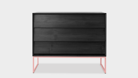 reddie-raw chest of drawers 110W x 50D x 90H *cm / Wood Teak~Black / Metal~Pink Suzy Chest Of Drawers