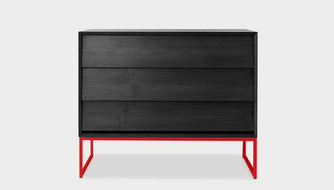 reddie-raw chest of drawers 110W x 50D x 90H *cm / Wood Teak~Black / Metal~Red Suzy Chest Of Drawers