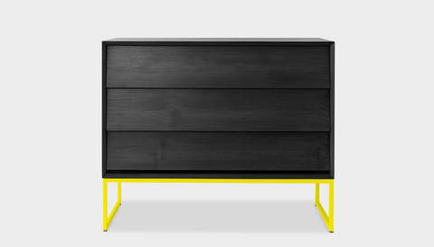 reddie-raw chest of drawers 110W x 50D x 90H *cm / Wood Teak~Black / Metal~Yellow Suzy Chest Of Drawers