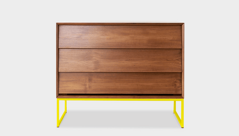 reddie-raw chest of drawers 110W x 50D x 90H *cm / Wood Teak~Natural / Metal~Yellow Suzy Chest Of Drawers