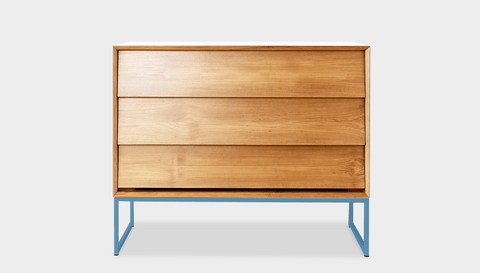 reddie-raw chest of drawers 110W x 50D x 90H *cm / Wood Teak~Oak / Metal~Blue Suzy Chest Of Drawers