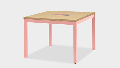 reddie-raw desk 100W x 100D x 75H *cm / Wood-Veneer~Oak / Metal~Pink Bob Hot Desk
