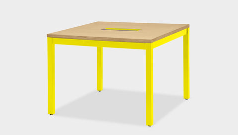 reddie-raw desk 100W x 100D x 75H *cm / Wood-Veneer~Oak / Metal~Yellow Bob Hot Desk