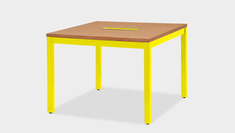 reddie-raw desk 100W x 100D x 75H *cm / Wood-Veneer~Teak / Metal~Yellow Bob Hot Desk