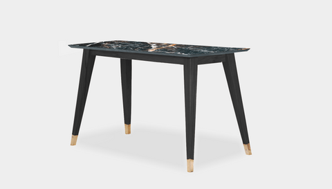 reddie-raw desk 150L x 60D x 75H *cm / Stone~Black Veined Marble / Wood Teak~Black Vinny Desk
