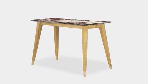 reddie-raw desk 150L x 60D x 75H *cm / Stone~Calacatta Viola / Wood Teak~Oak Vinny Desk