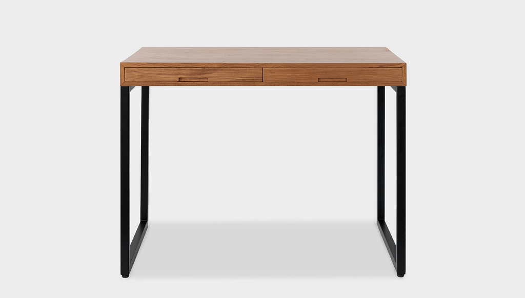 reddie-raw desk with drawers 120W x 60D x 75H *cm / Wood Teak~Natural / Metal~Black Suzy 2 Drawer Desk