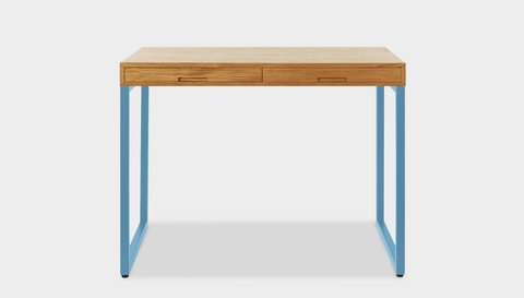 reddie-raw desk with drawers 120W x 60D x 75H *cm / Wood Teak~Oak / Metal~Blue Suzy 2 Drawer Desk