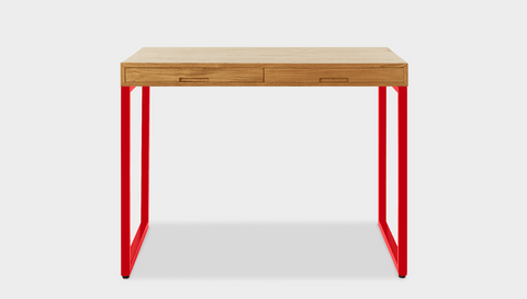 reddie-raw desk with drawers 120W x 60D x 75H *cm / Wood Teak~Oak / Metal~Red Suzy 2 Drawer Desk