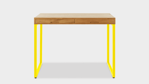 reddie-raw desk with drawers 120W x 60D x 75H *cm / Wood Teak~Oak / Metal~Yellow Suzy 2 Drawer Desk