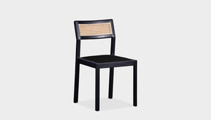 reddie-raw dining chair 46W x 54D x 82H *cm / Wood Teak~Black / Fabric~Vienna Black Rita Rattan Dining Chair