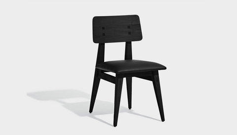 reddie-raw dining chair 46W x 54D x 82H *cm / Wood Teak~Black / Leather~Black Vinny Dining Chair