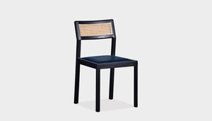 reddie-raw dining chair 46W x 54D x 82H *cm / Wood Teak~Black / Leather~navy Rita Rattan Dining Chair