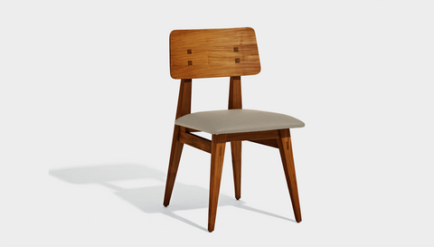 reddie-raw dining chair 46W x 54D x 82H *cm / Wood Teak~Natural / Fabric~Keylargo Almond Vinny Dining Chair