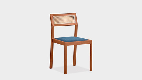reddie-raw dining chair 46W x 54D x 82H *cm / Wood Teak~Natural / Fabric~Vienna Bluejay Rita Rattan Dining Chair