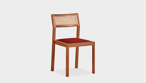reddie-raw dining chair 46W x 54D x 82H *cm / Wood Teak~Natural / Fabric~Vienna Ruby Rita Rattan Dining Chair