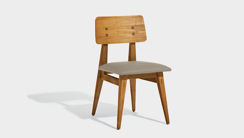 reddie-raw dining chair 46W x 54D x 82H *cm / Wood Teak~Oak / Fabric~Keylargo Almond Vinny Dining Chair