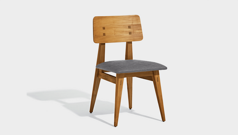 reddie-raw dining chair 46W x 54D x 82H *cm / Wood Teak~Oak / Fabric~Keylargo Lead Vinny Dining Chair