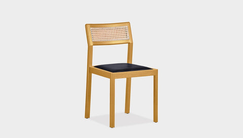 reddie-raw dining chair 46W x 54D x 82H *cm / Wood Teak~Oak / Leather~black Rita Rattan Dining Chair