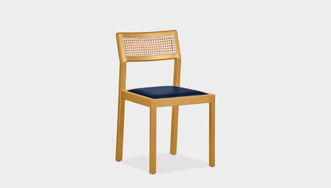 reddie-raw dining chair 46W x 54D x 82H *cm / Wood Teak~Oak / Leather~navy Rita Rattan Dining Chair