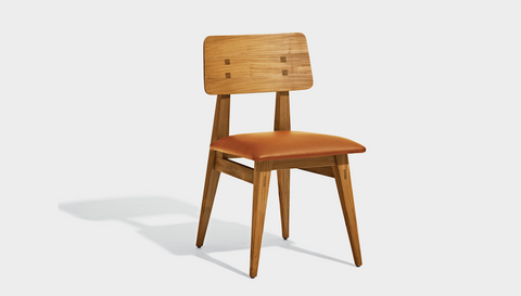 reddie-raw dining chair 46W x 54D x 82H *cm / Wood Teak~Oak / Leather~Tan Vinny Dining Chair