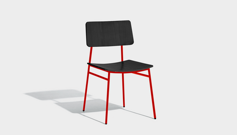 reddie-raw dining chair 46W x 54D x 82H *cm / Wood Veneer~Black / Metal~Red Milton Dining Chair