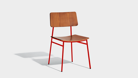 reddie-raw dining chair 46W x 54D x 82H *cm / Wood Veneer~Teak / Metal~Red Milton Dining Chair