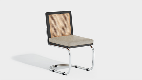 reddie-raw dining chair 46W x 58D x 76H *cm / Wood Teak~Black / Fabric~Vienna Custard Rosie Rattan Cantilever Chair