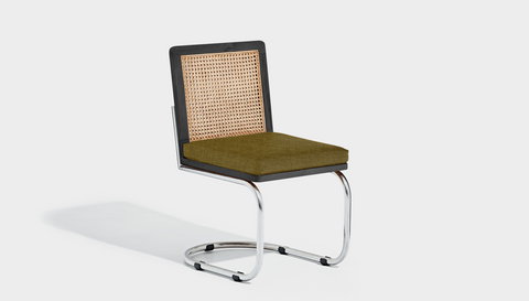 reddie-raw dining chair 46W x 58D x 76H *cm / Wood Teak~Black / Fabric~Vienna Moss Rosie Rattan Cantilever Chair