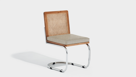 reddie-raw dining chair 46W x 58D x 76H *cm / Wood Teak~Natural / Fabric~Vienna Custard Rosie Rattan Cantilever Chair