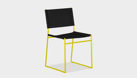 reddie-raw dining chair 47W x 50D x 82H *cm / Leather~Black / Metal~Yellow Willy Sling Dining Chair