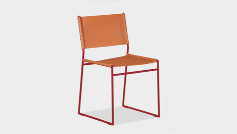 reddie-raw dining chair 47W x 50D x 82H *cm / Leather~Tan / Metal~Red Willy Sling Dining Chair