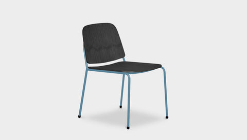 reddie-raw dining chair 49W x 49D x 80H *cm / Wood Veneer~Black / Metal~Blue Kami Stackable Dining Chair
