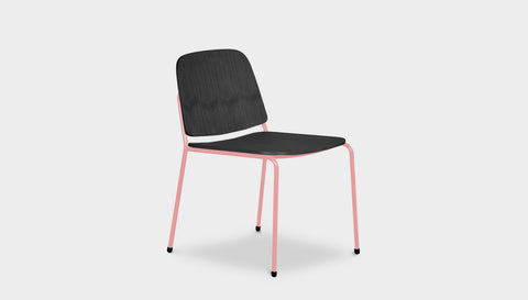 reddie-raw dining chair 49W x 49D x 80H *cm / Wood Veneer~Black / Metal~Pink Kami Stackable Dining Chair